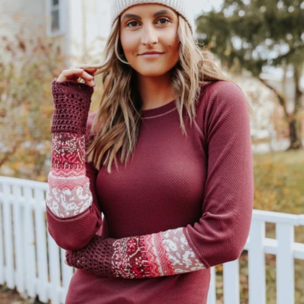 NWOT Free People Rio Vino Waffle Weave Thermal